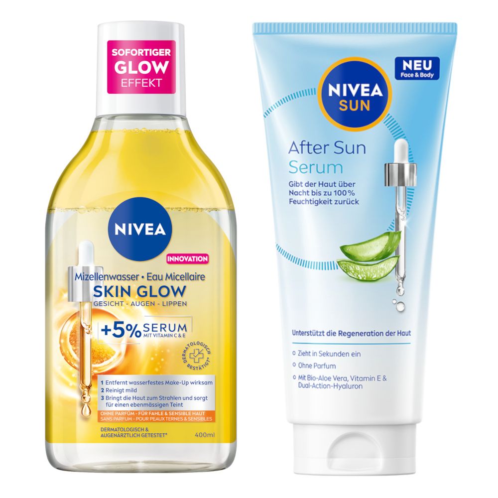 NIVEA Skin Glow & After Sun Serum Routine Set Reinigung & Regeneration