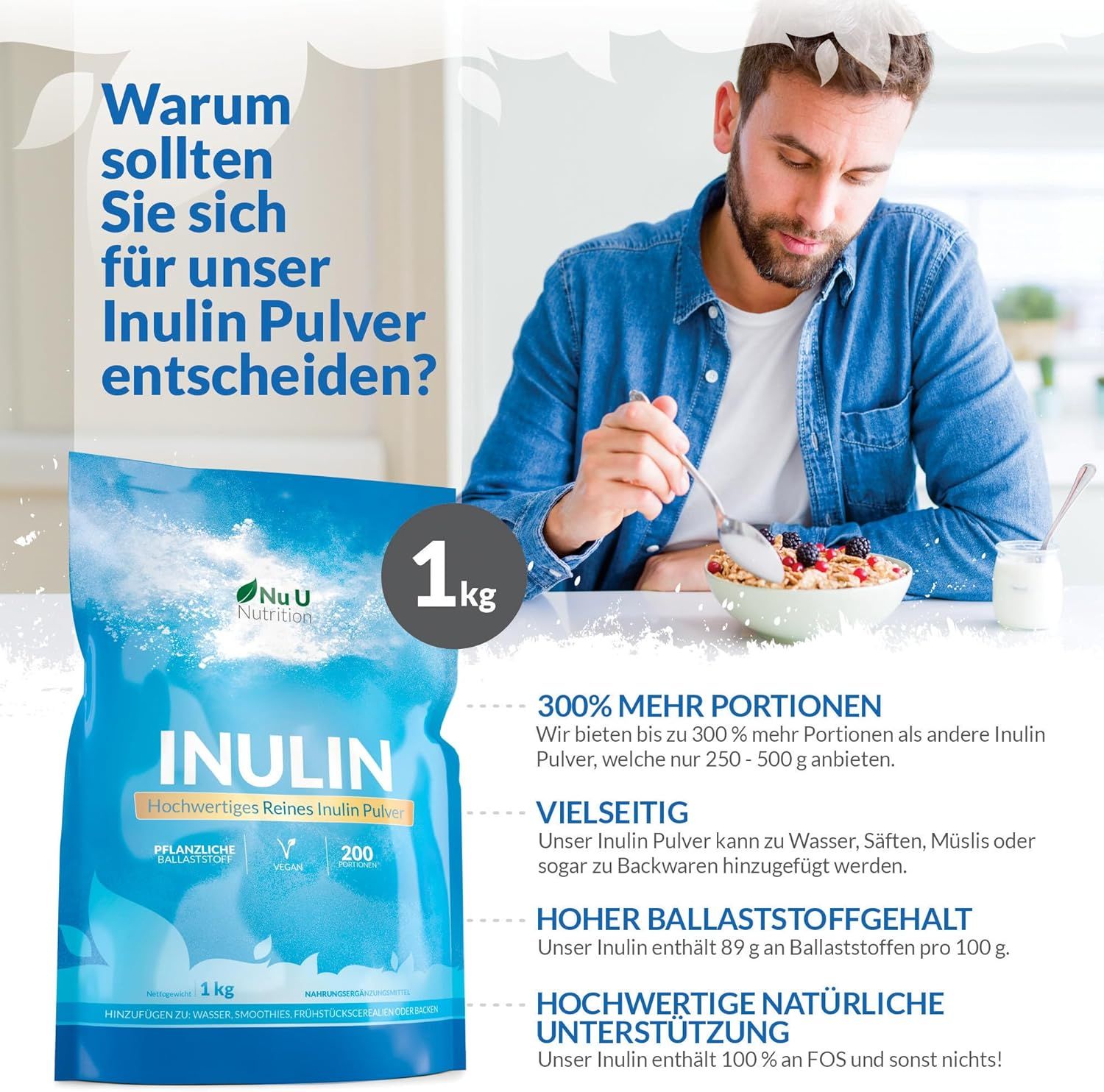 Nu U Nutrition Inulin-Präbiotikum Pulver
