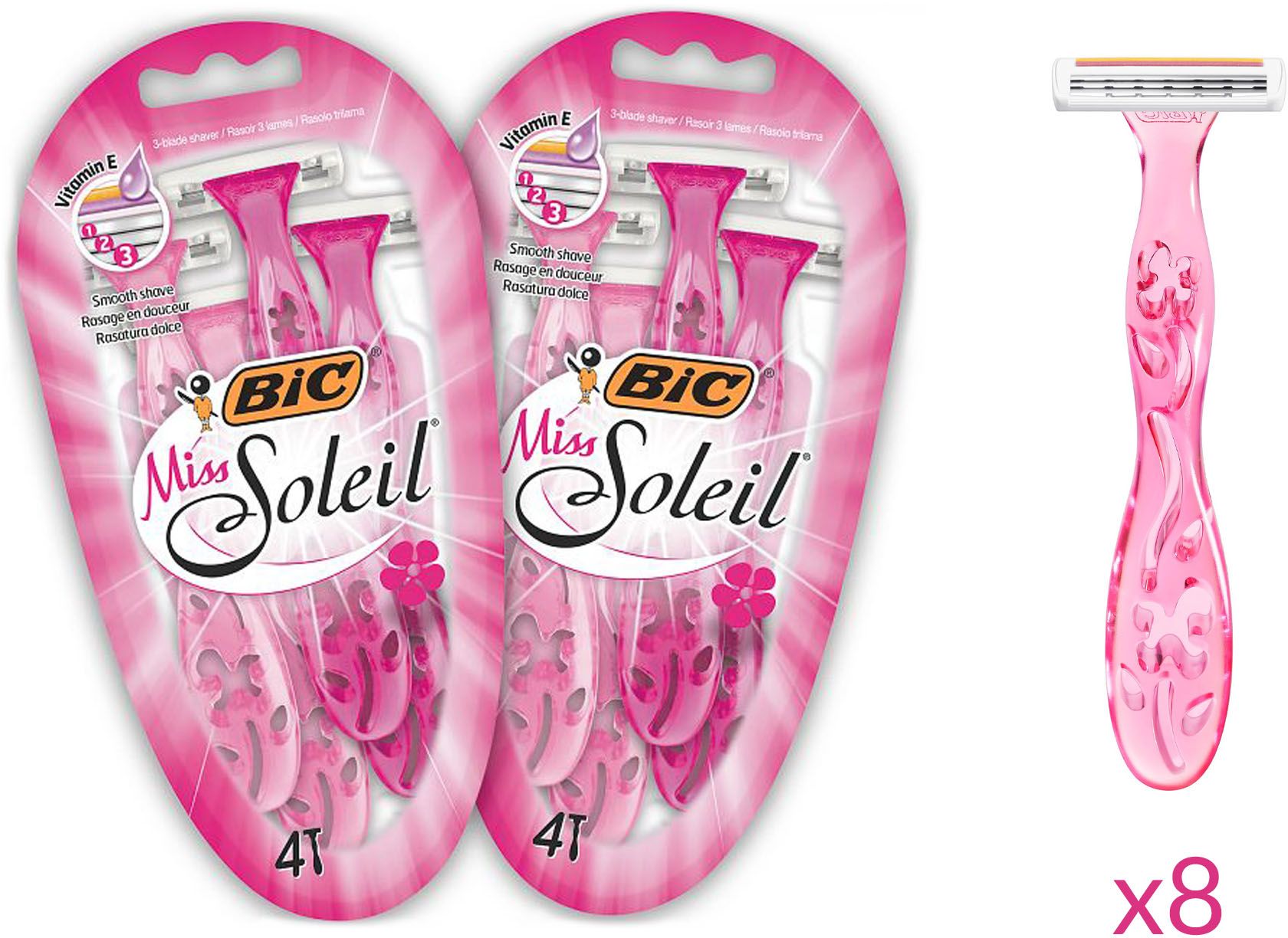 BIC Miss Soleil Rasierer Damen, 8 Einwegrasierer mit je 3 Klingen
