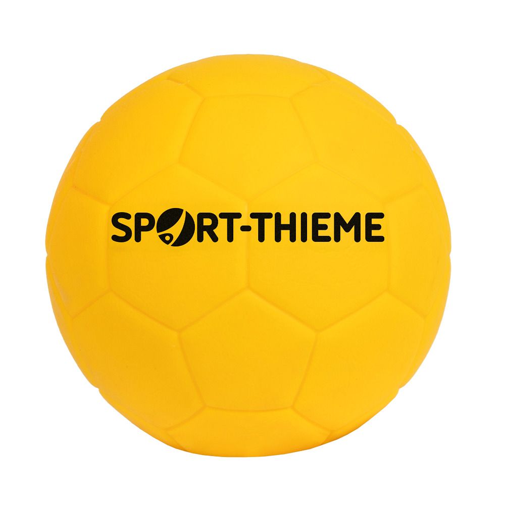 Gelber Handball mit sechseckigen Feldern. Schwarzer Schriftzug SPORT-THIEME.