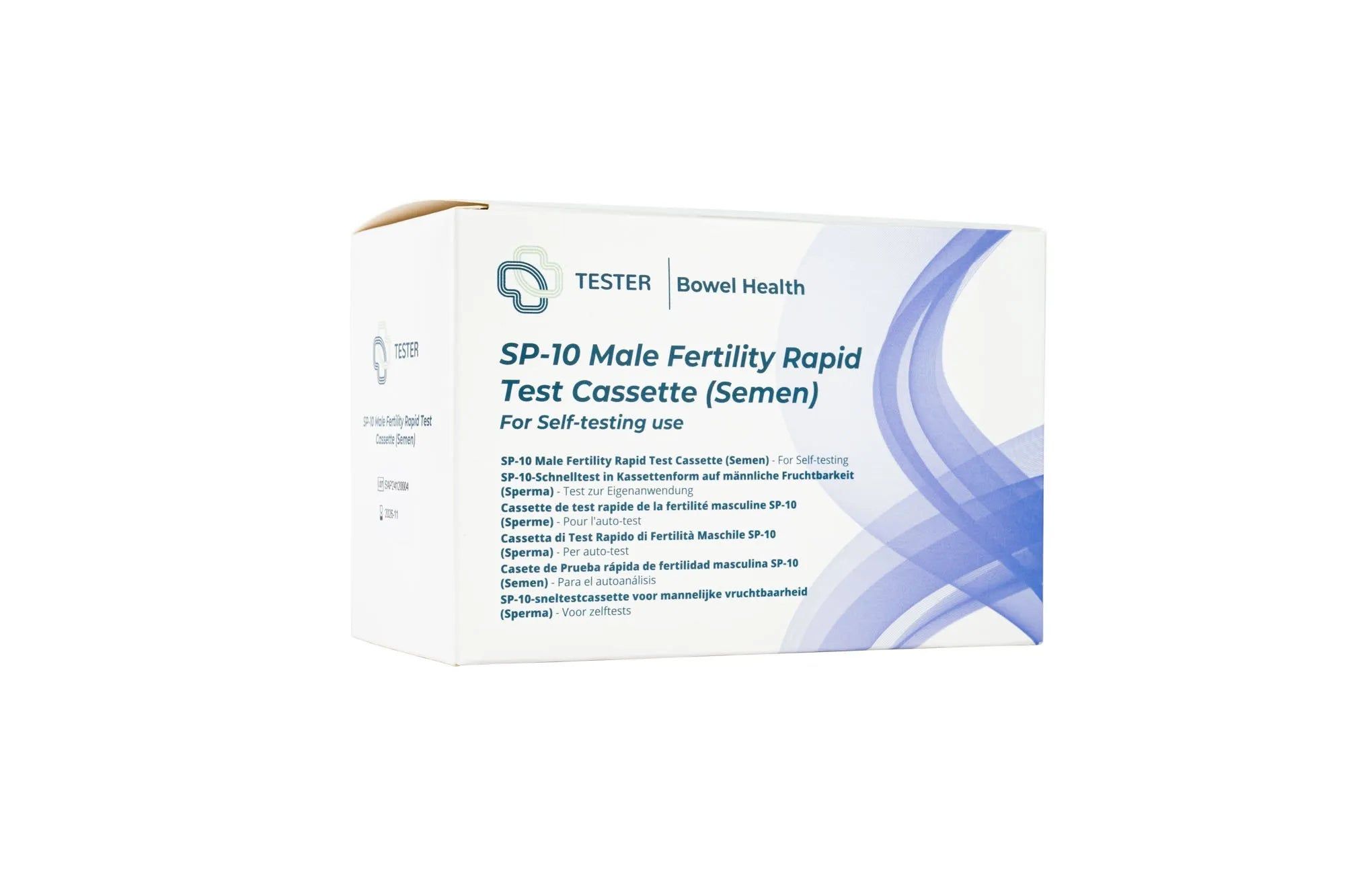 Verpackung des SP-10 Male Fertility Rapid Test Cassette (Semen) für den Selbsttest.
