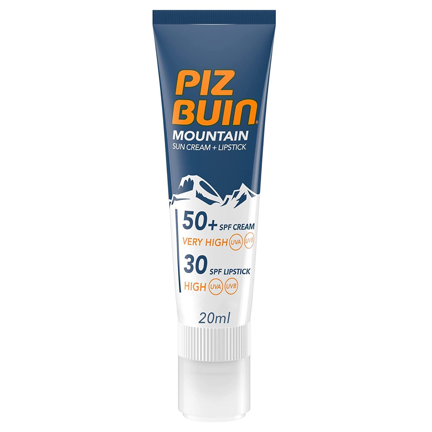 Piz Buin Mountain Sonnencreme und Lippenpflege mit LSF 50+