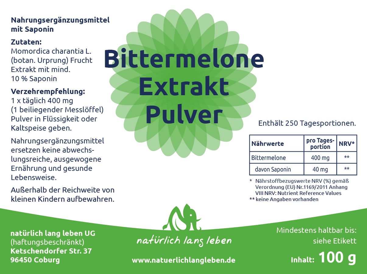 natürlich lang leben Bittermelone Extrakt 100 g Pulver