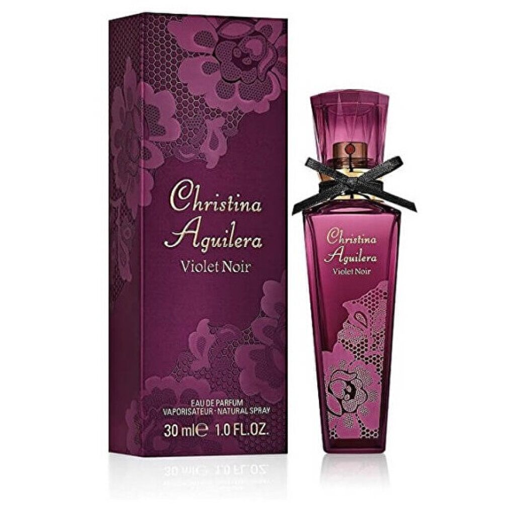 Christina Aguilera Violet Noir Eau de Parfum 30ml Flakon und Schachtel.