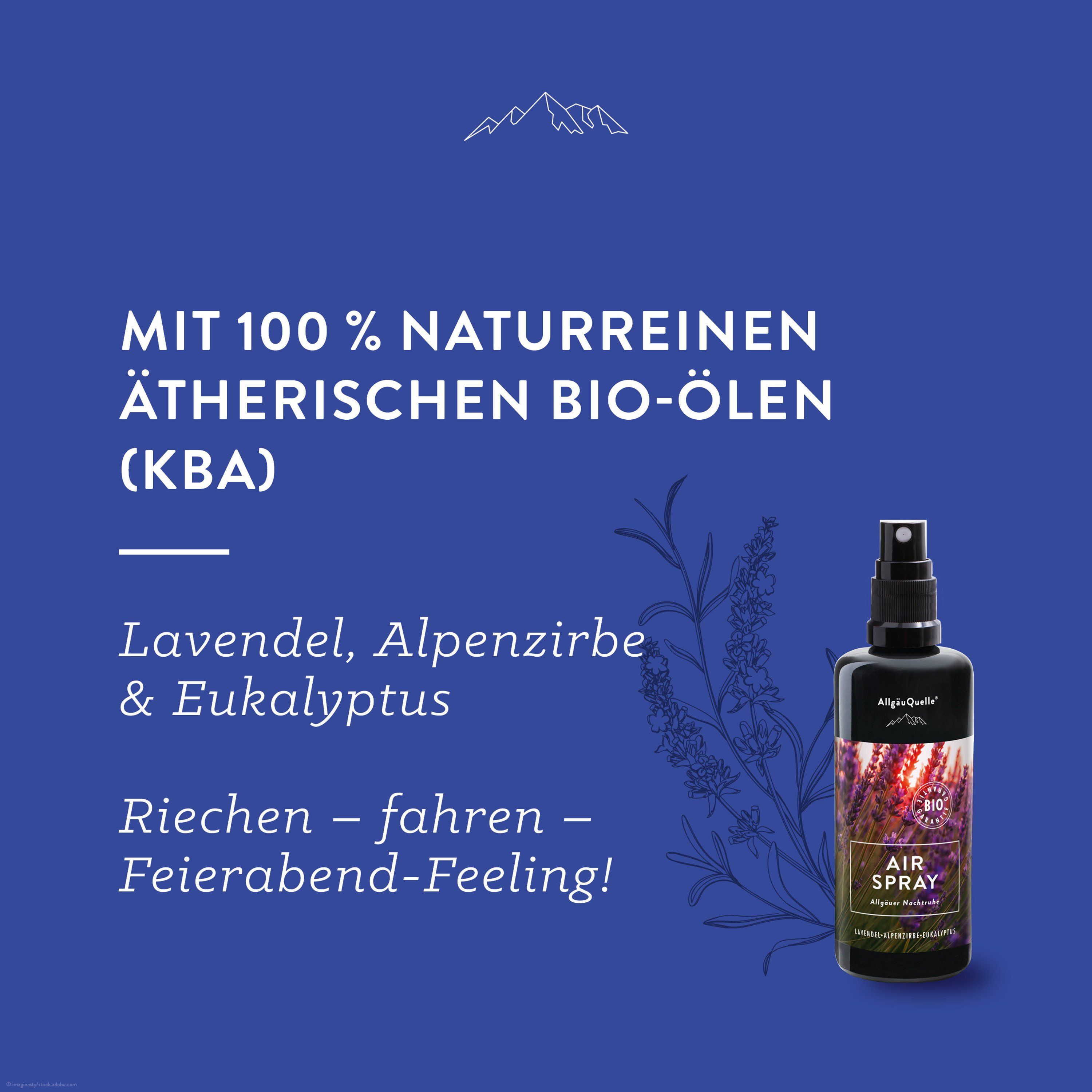 AllgäuQuelle Bio Autoduft-Set Lufterfrischer Lavendel mit Zirben-Säckchen als natürlichem Duftbaum