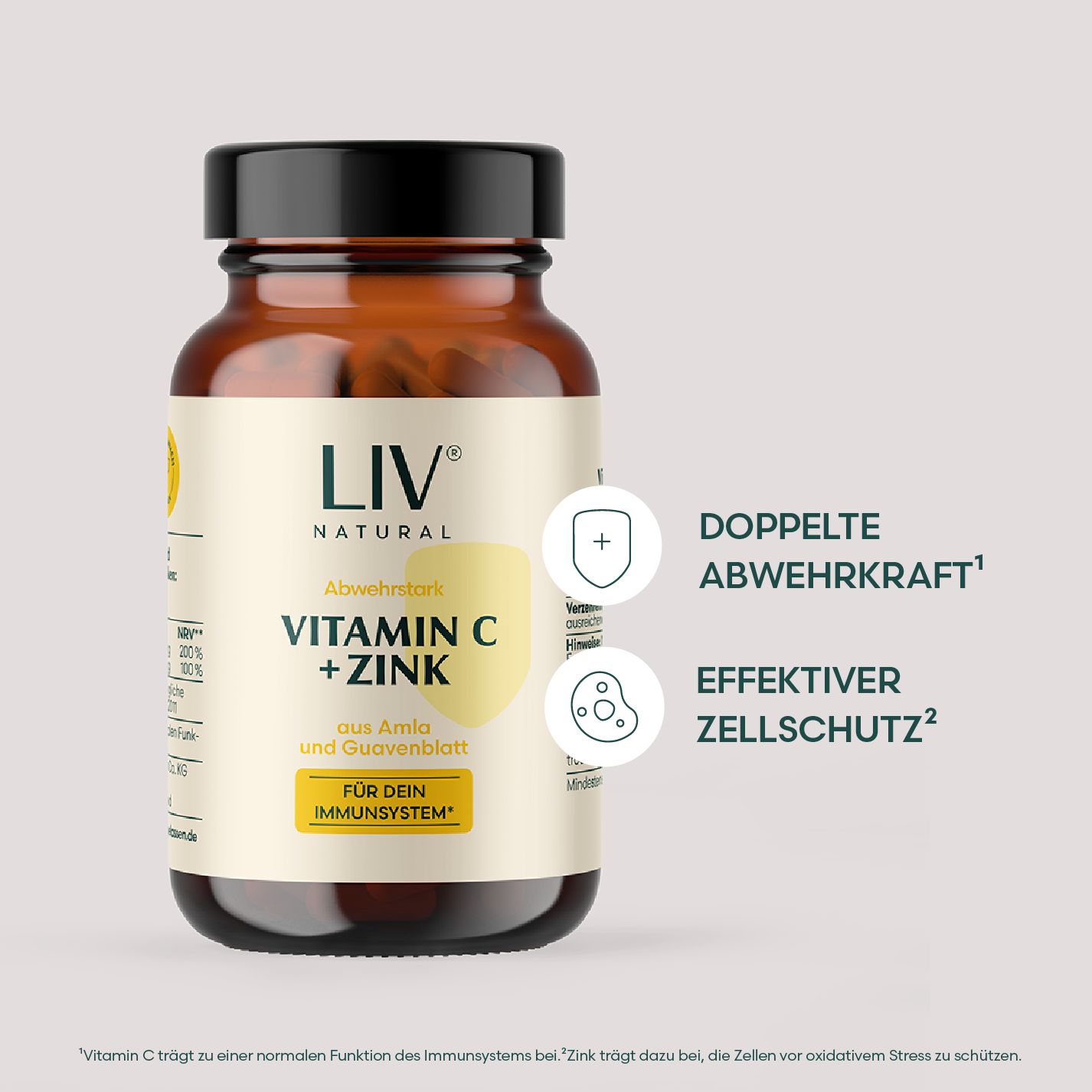 LIV Vitamin C + Zink 120 Kapseln 100 % pflanzlich ohne Zusätze