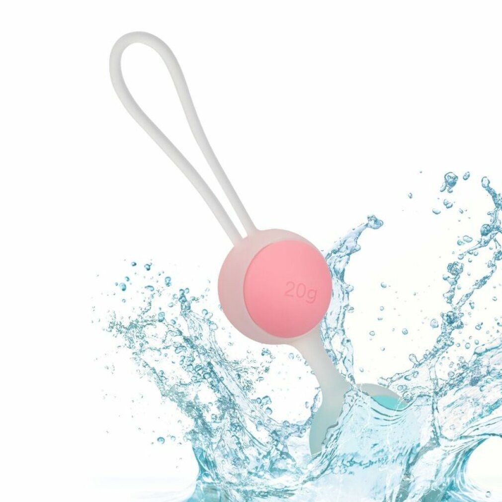 Kegel-Kugel in rosa mit 20g Gewicht. Wasser spritzt im Hintergrund.