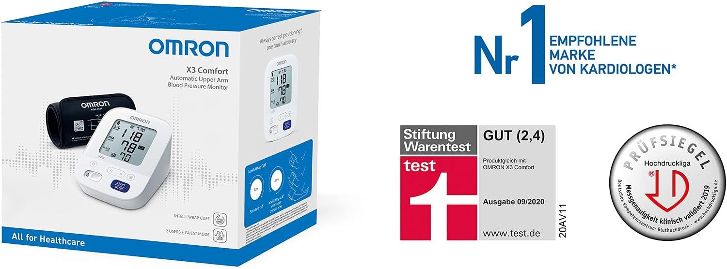 OMRON Comfort – Automatisches Blutdruckmessgerät Oberarm, klinisch validiert, auch für Diabetiker