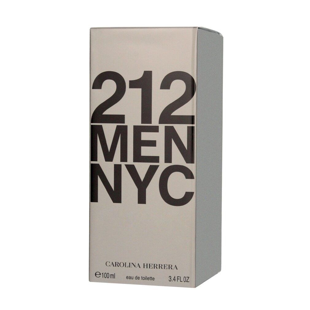 Rechteckige Schachtel mit Aufschrift "212 MEN NYC" und "Carolina Herrera".