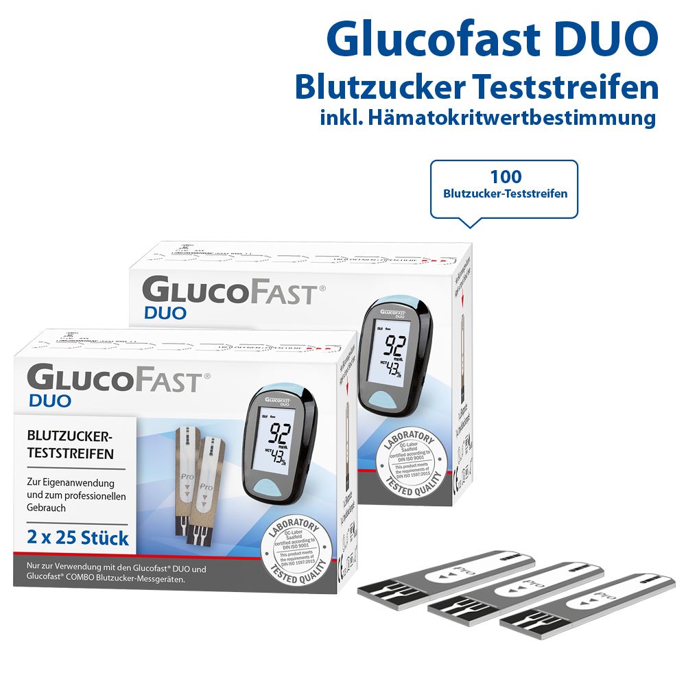 Glucofast Duo Blutzucker-Teststreifen 100 St