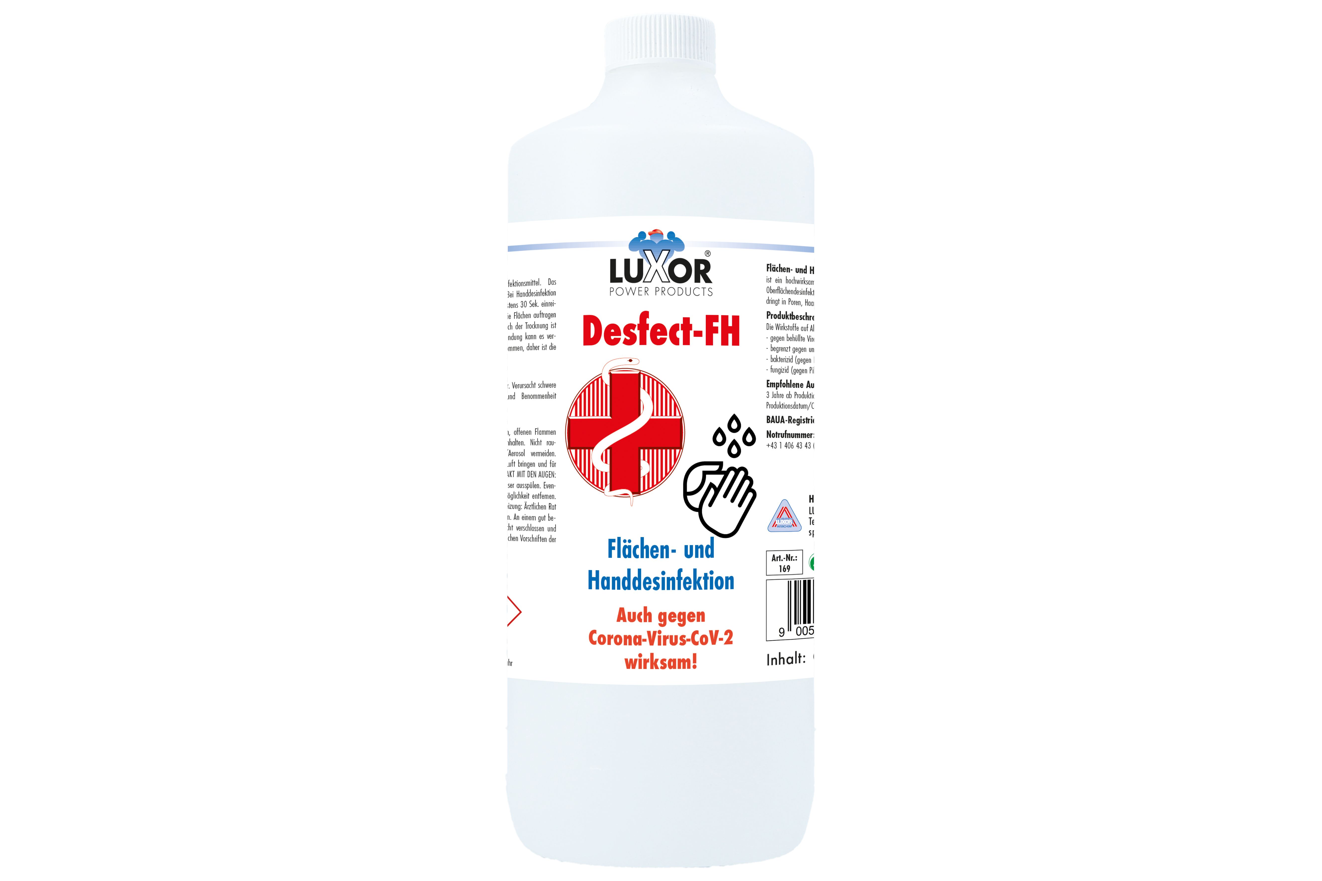 Luxor Desfect-FH Flächen- und Handdesinfektion – Schnelle zuverlässige Hygiene 1000 ml Flüssigkeit