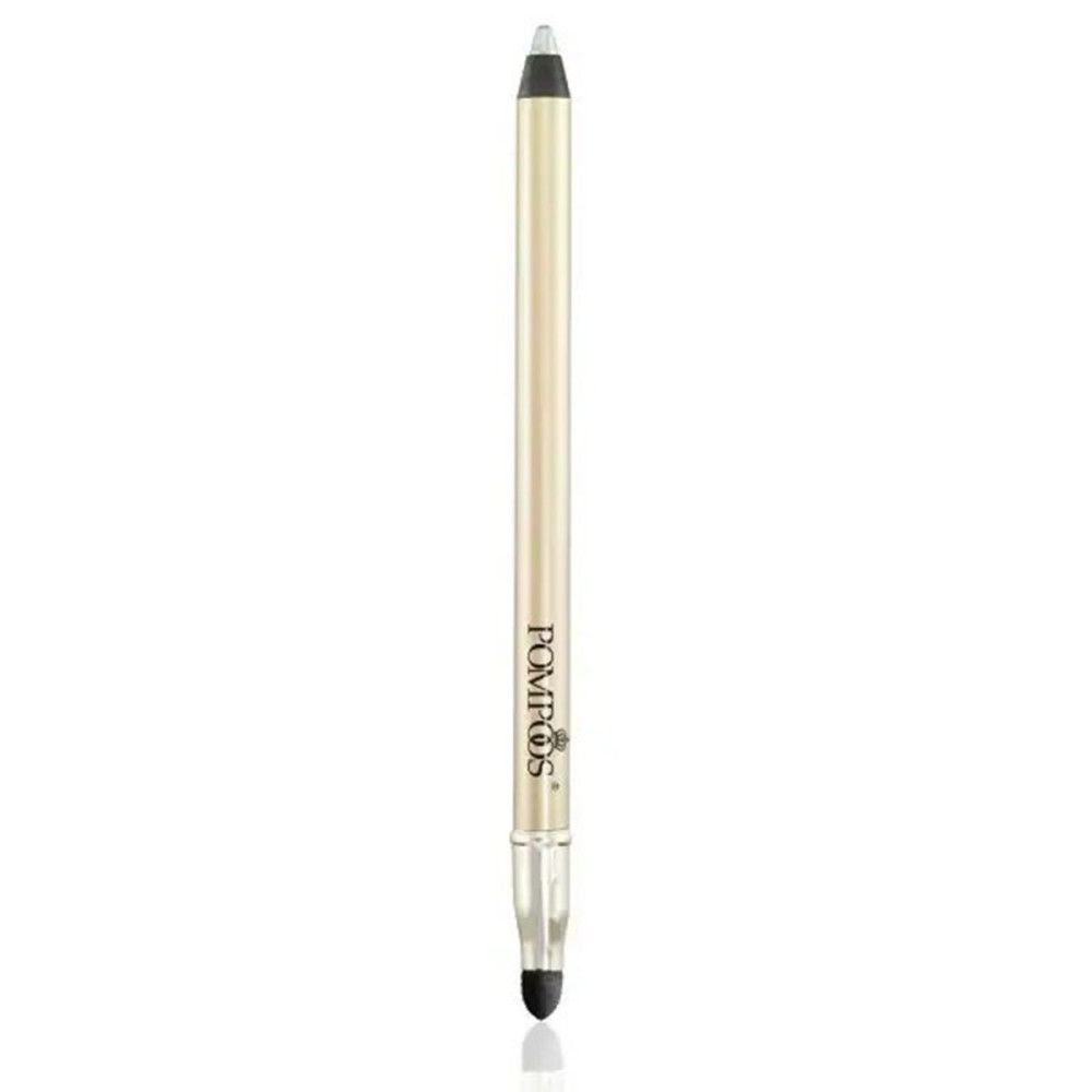 Doppel-Augenliner. Goldfarbener Stift mit schwarzer Spitze und Applikator. Pompöös-Logo.
