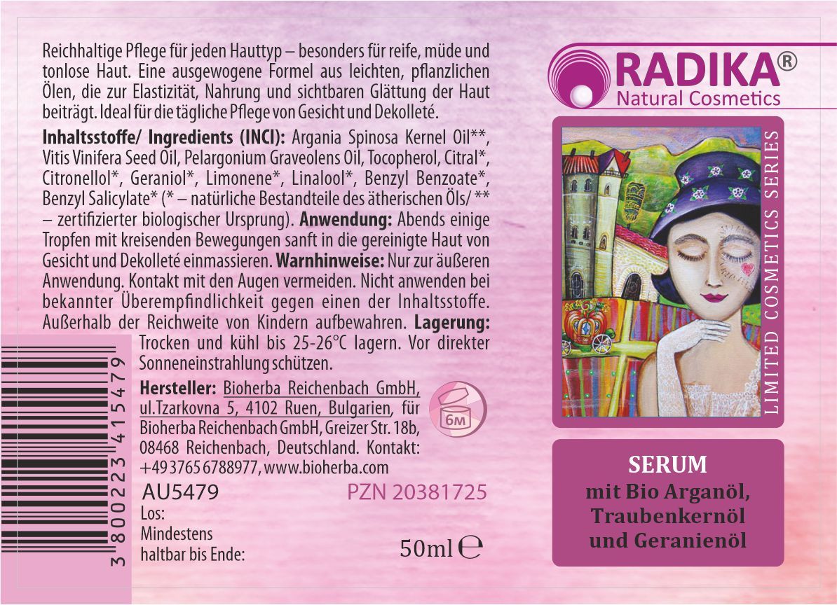 Bioherba Anti-Aging Serum- Bio Arganöl  Traubenkern-& Geranienöl