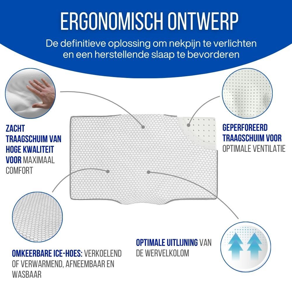 Ergonomisch kussen met tekst: Ergonomisch ontwerp, traagschuim, etc.