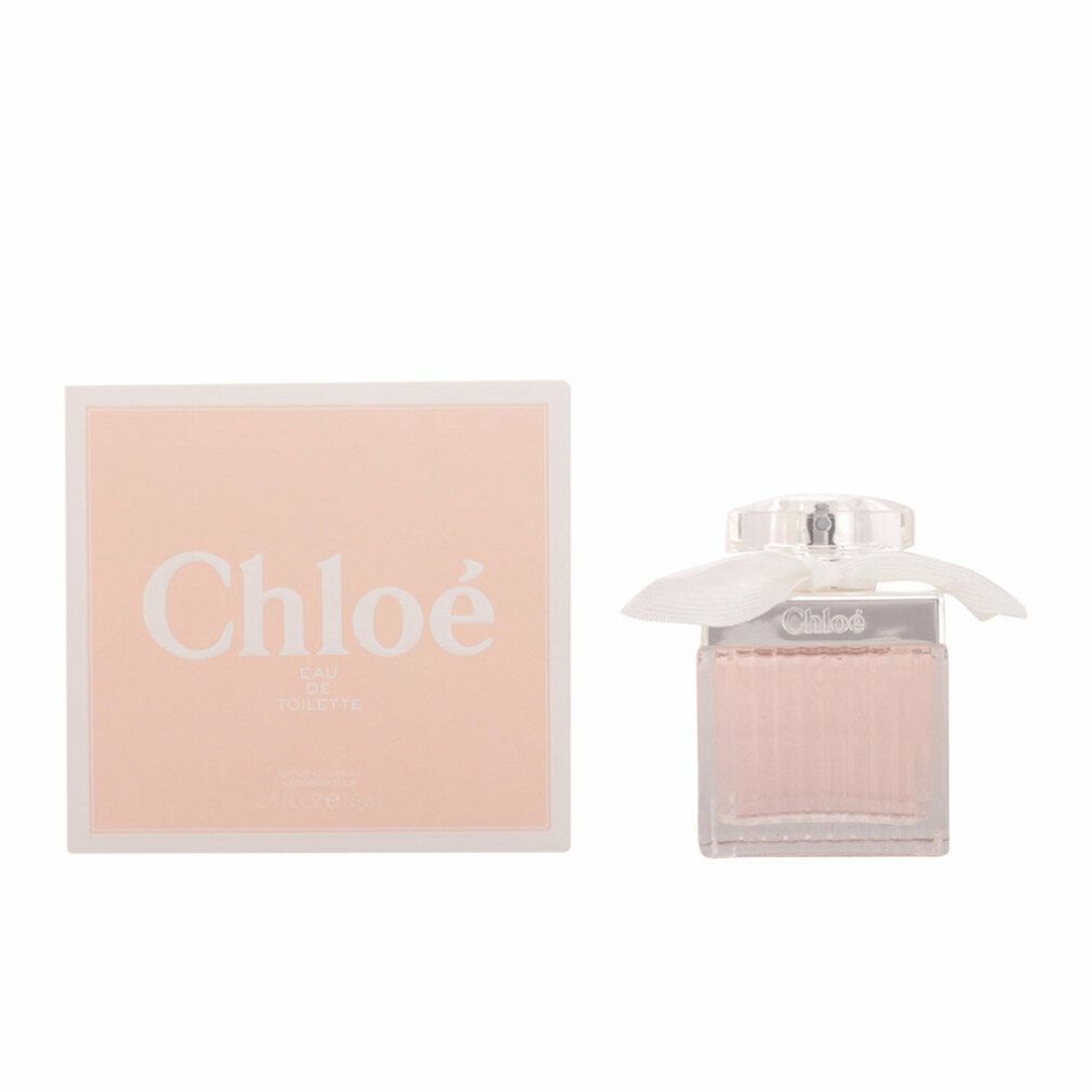 Chloé Eau de Toilette 2015 mit Verpackung. Flakon und Schachtel. Flakon, silberner Verschluss, weiße Schleife. Rosa Schachtel.