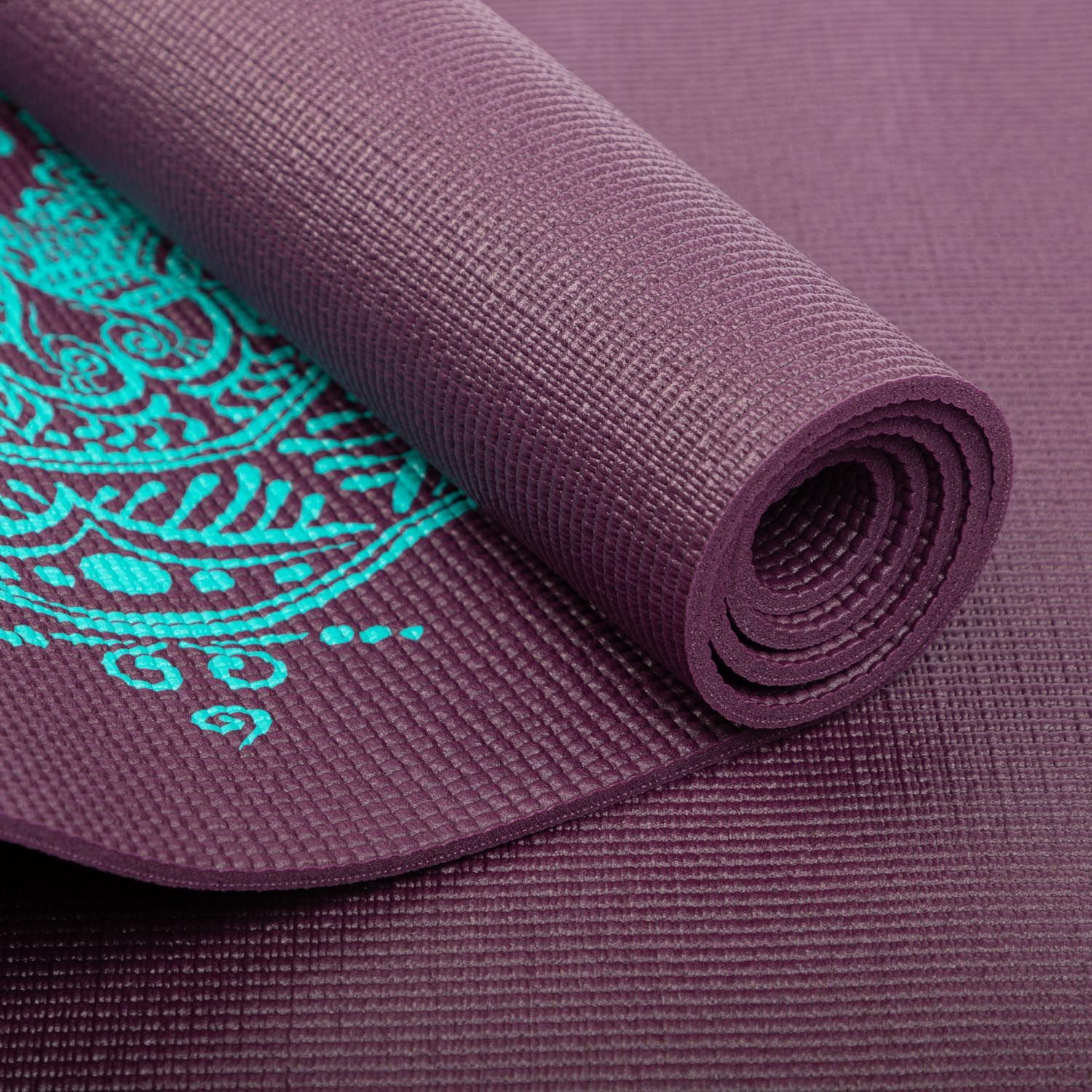 Yogamatte LEELA Collection AUBERGINE, Mandala TÜRKIS, PVC, 896MA