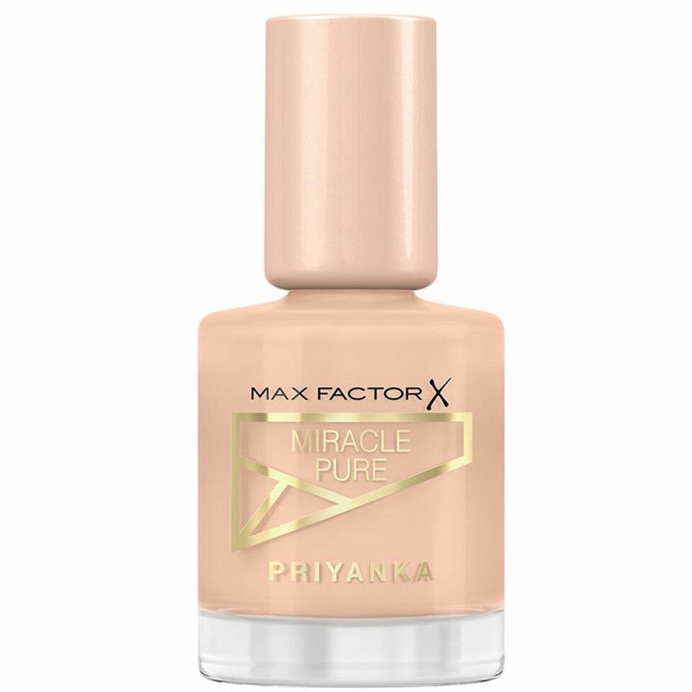 Nagellackflasche mit beigem Inhalt. Aufschrift: Max Factor Miracle Pure Priyanka.