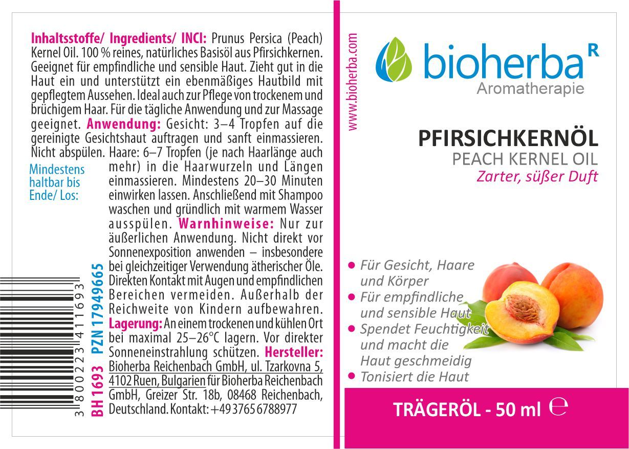 Bioherba Pfirsichkernöl Peach Kernel Oil Zarter  Süßer Duft