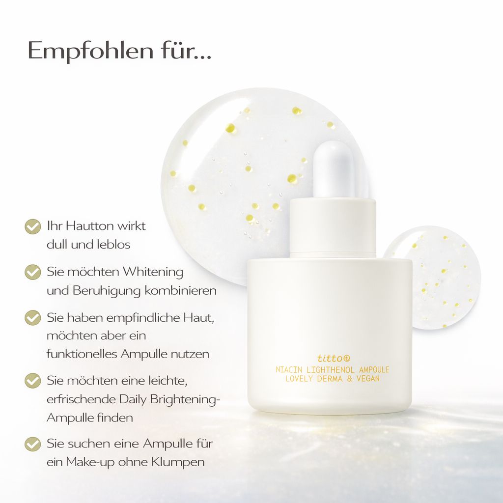 TITTO Niacin Lightenol Ampoule - Aufhellung und Beruhigung in einer einzigen Ampulle.