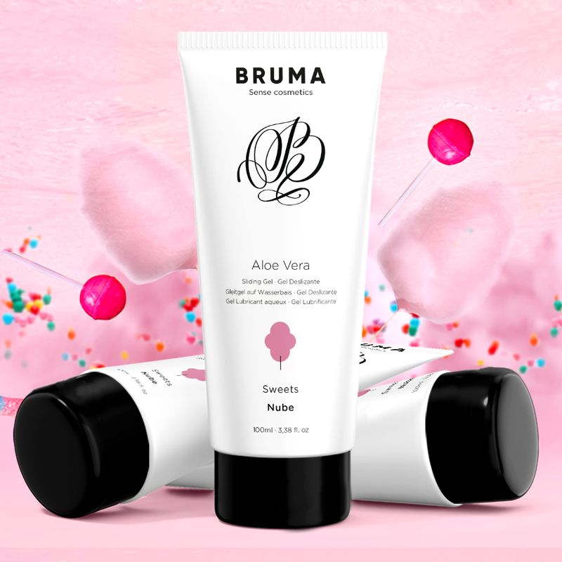 Weiße Tube mit schwarzem Deckel, BRUMA Aloe Vera Gleitgel, 100ml.