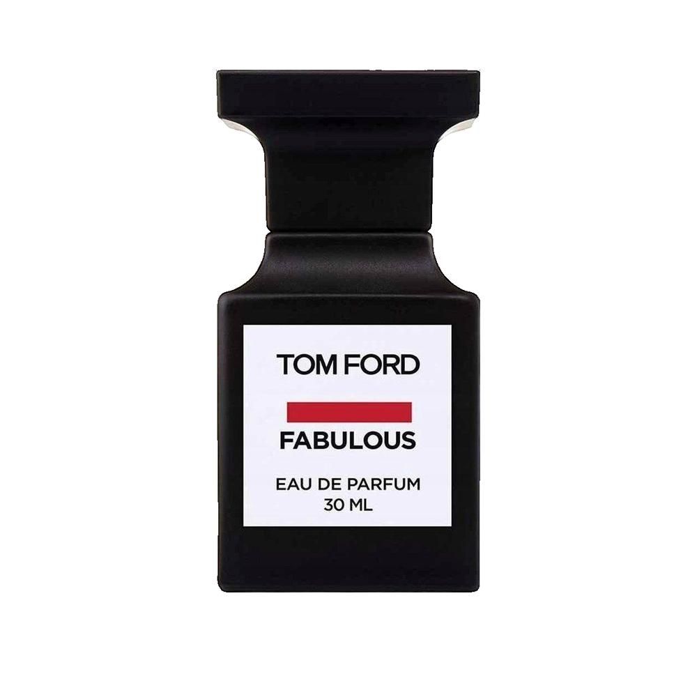 Schwarzer Flakon mit weißem Etikett. Roter Streifen und Schriftzug FABULOUS. Eau de Parfum 30 ml.