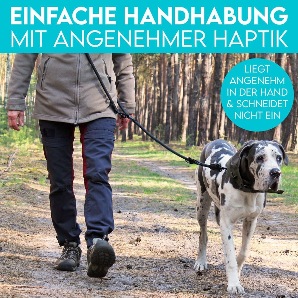 HUND IST KÖNIG® 2,3 m verstellbare Führleine für große Hunde (15 mm Seil)