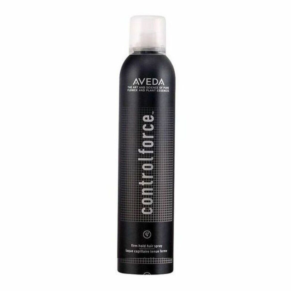 Aveda Control Force Haarspray, schwarze Dose mit weißem Deckel. Text: 'controlforce', 'firm hold hair spray'.