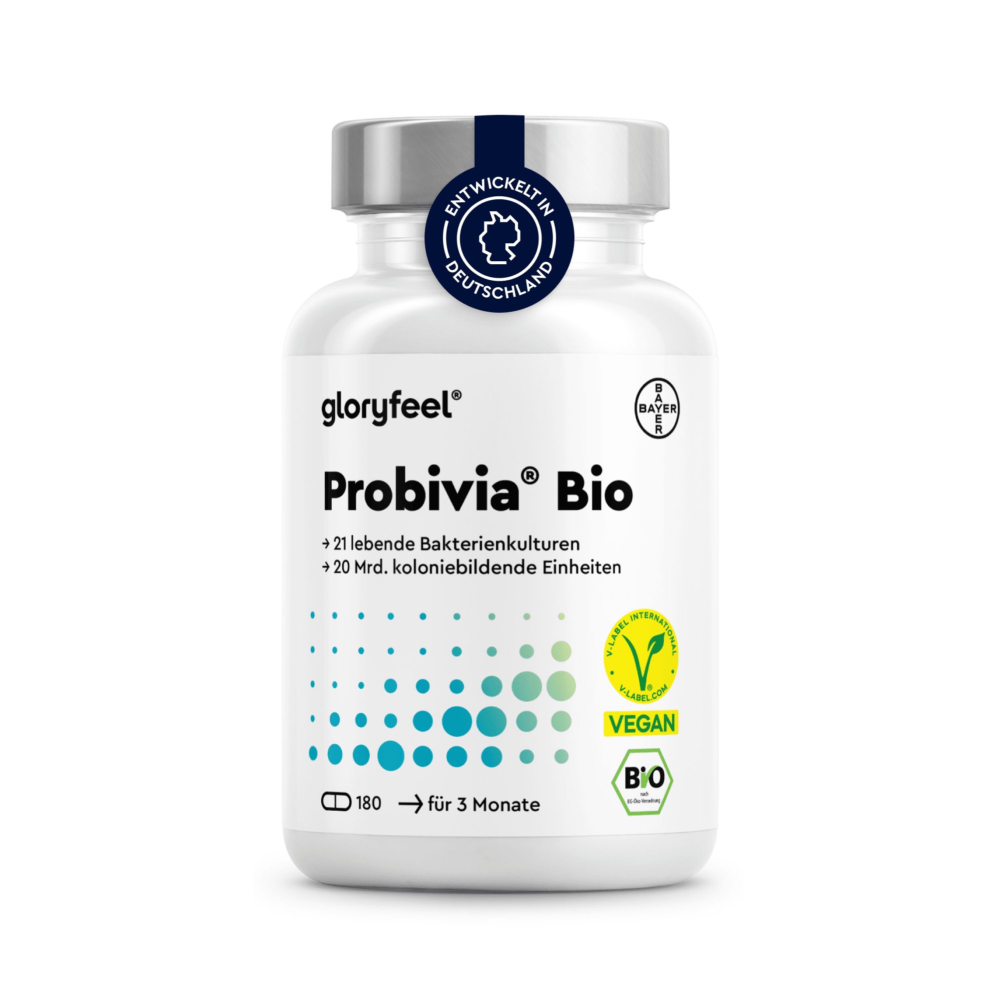 gloryfeel® Bio Probivia Kulturen Komplex mit 500 Mrd. KBE/g* - 21 Bakterienstämme + Bio-Inulin
