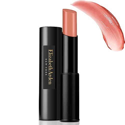 Lippenstift mit schwarzer Hülse und geöffneter Kappe. Daneben ein Farbmuster. Auf der Hülse steht "Elizabeth Arden NEW YORK".