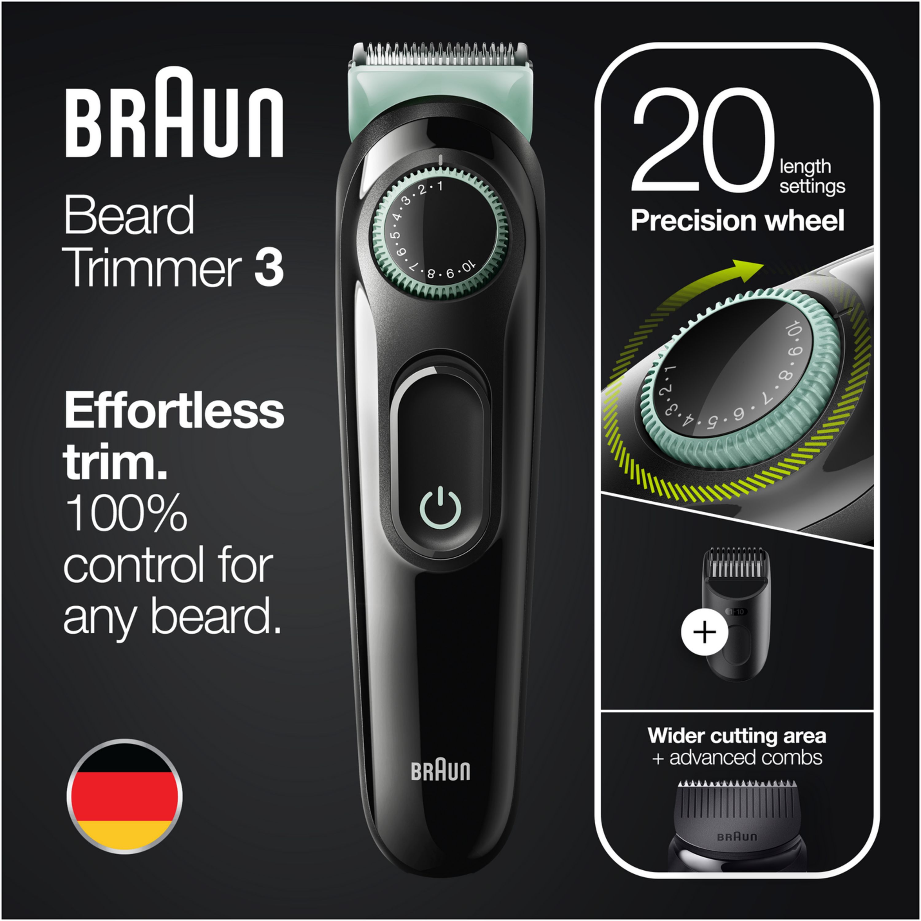Braun - Barttrimmer "BT3321" in Schwarz und Mint