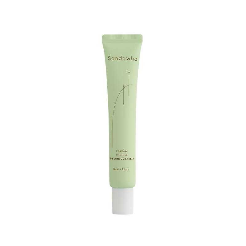 Tubo verde con tappo bianco. Scritta "Sandawha" e "EYE CONTOUR CREAM".