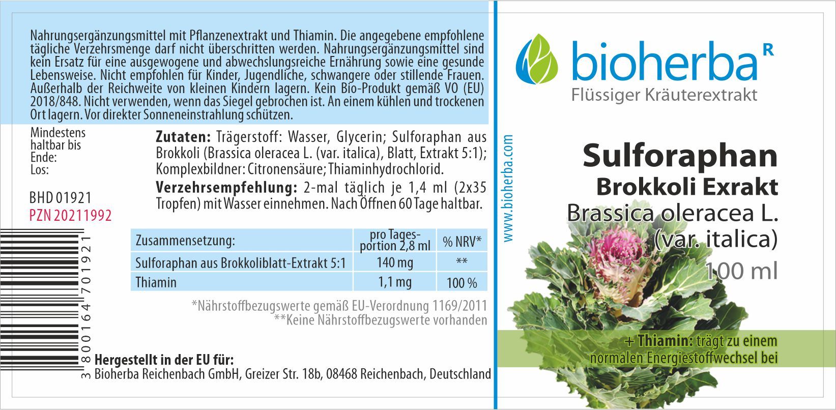 Bioherba Sulforaphan Brokkoli Exrakt Tropfen Tinktur