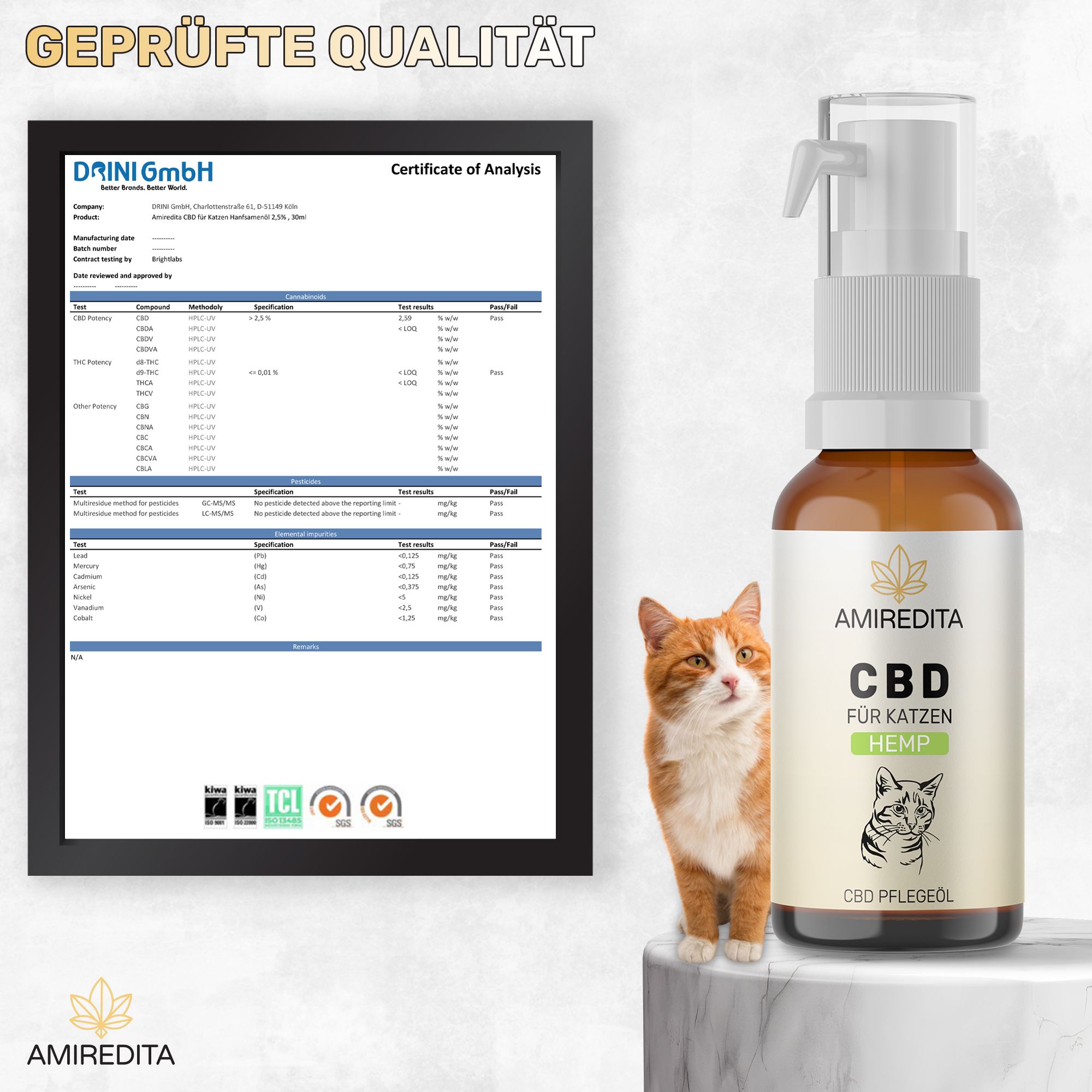 Amiredita CBD Öl Katzen 750mg - Hanfaroma