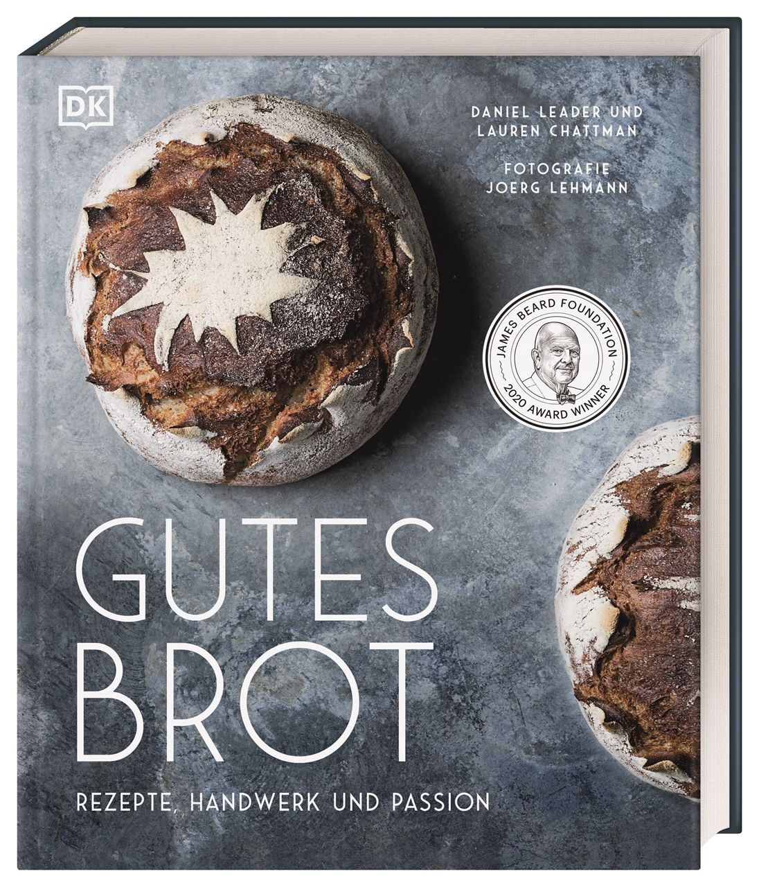Buch "Gutes Brot" mit Brot auf dem Cover. Titel und Autorennamen sichtbar. James Beard Foundation Award.