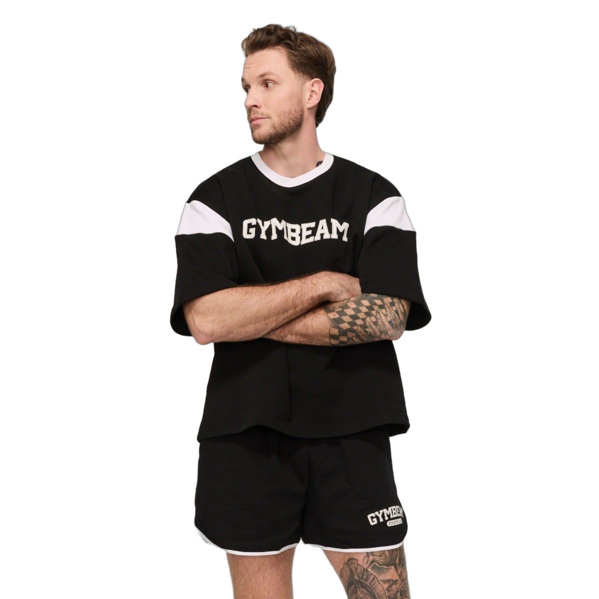 GymBeam Shorts Herren Oversized Varsity Schwarz