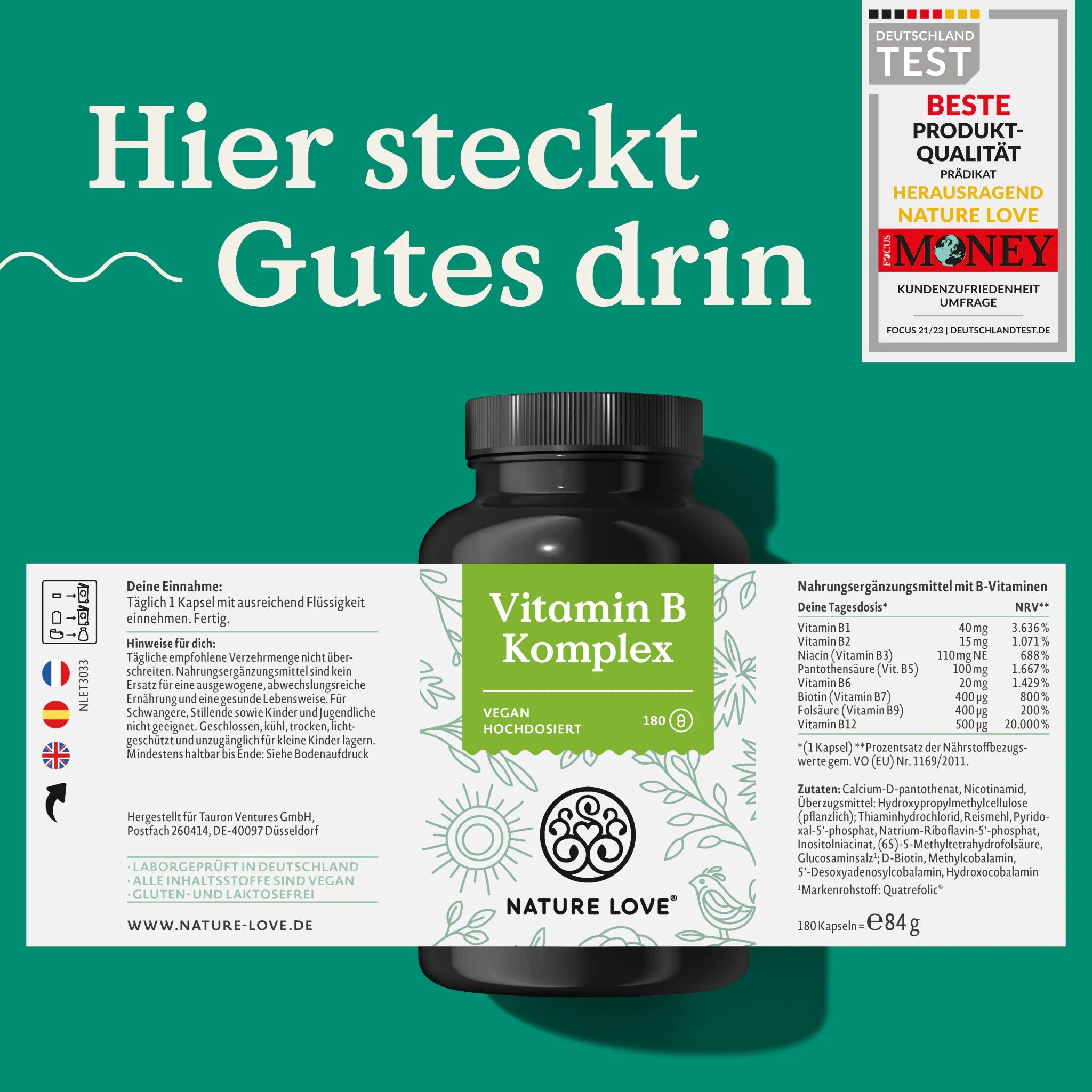 Nature Love® Vitamin B Komplex 180 St Kapseln