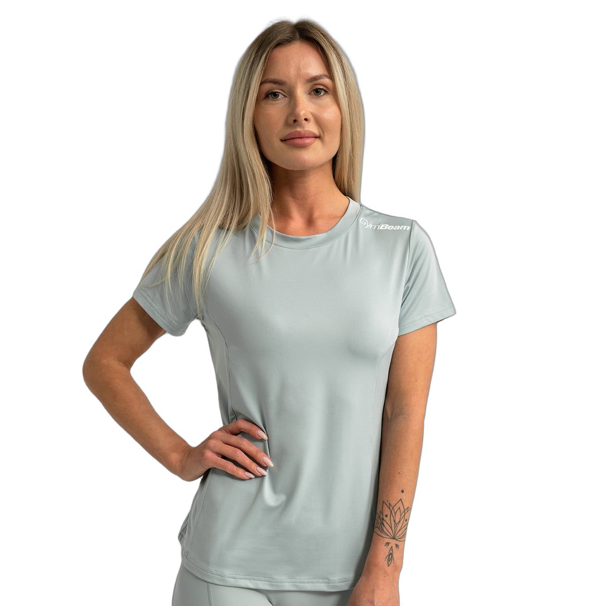 GymBeam T-Shirt Damen regular Kurzarm mit rundem Ausschnitt in Eucalypt 1 St