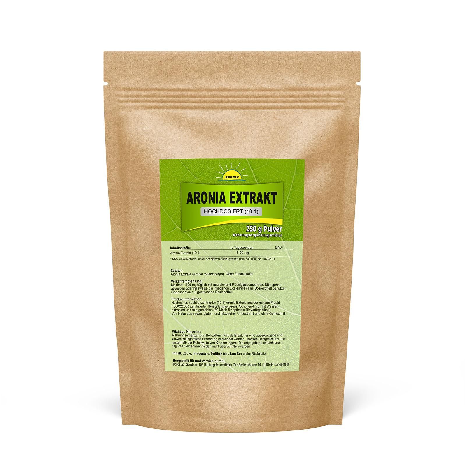 Bonemis® Aronia Extrakt, hochkonzentriert (10:1), ohne Zusatzstoffe 0,25 kg Pulver