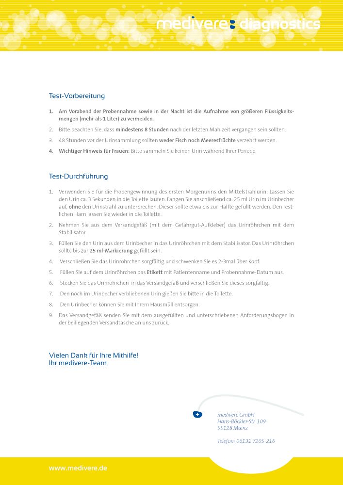 medivere diagnostics Organix® Neuro Urintest