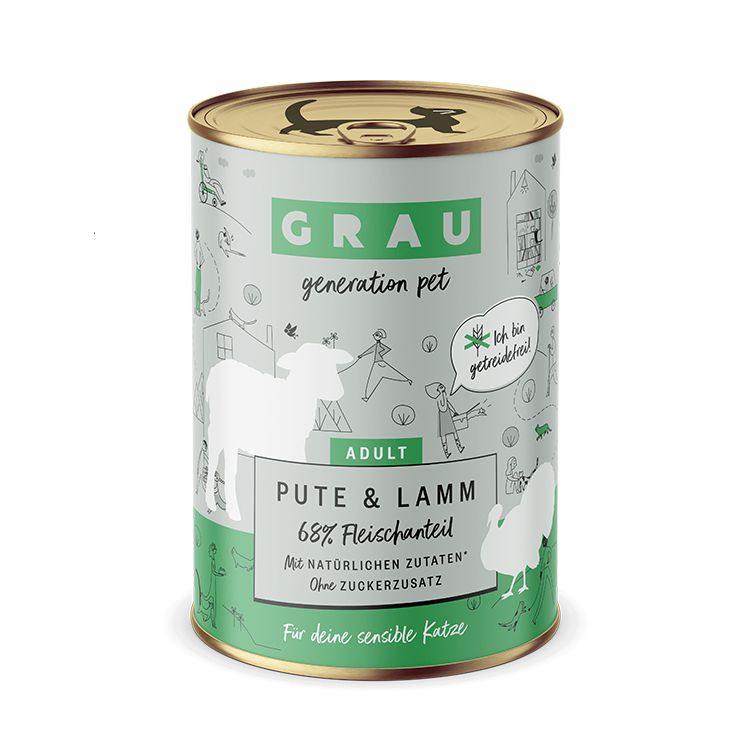 Grau Katze Pute & Lamm 6x400 g Futter