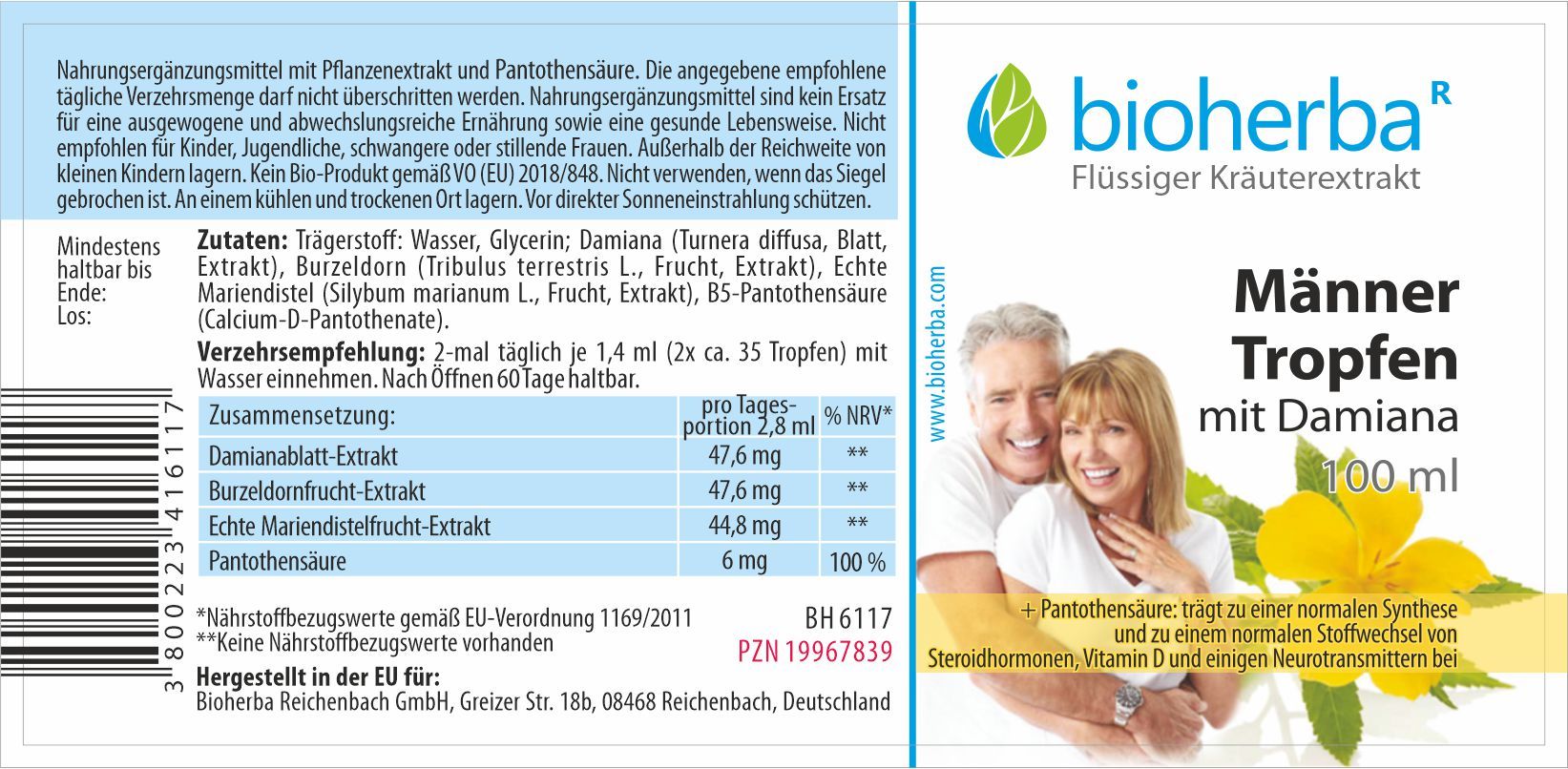 Männer Tropfen mit Damiana Tinktur 100 ml PZN 19967839