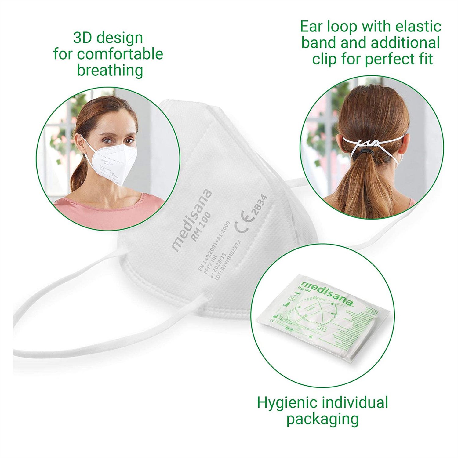 medisana RM 100 FFP2 Maske - 25 Stück Atemschutzmaske Atemmaske Gesichtsmaske