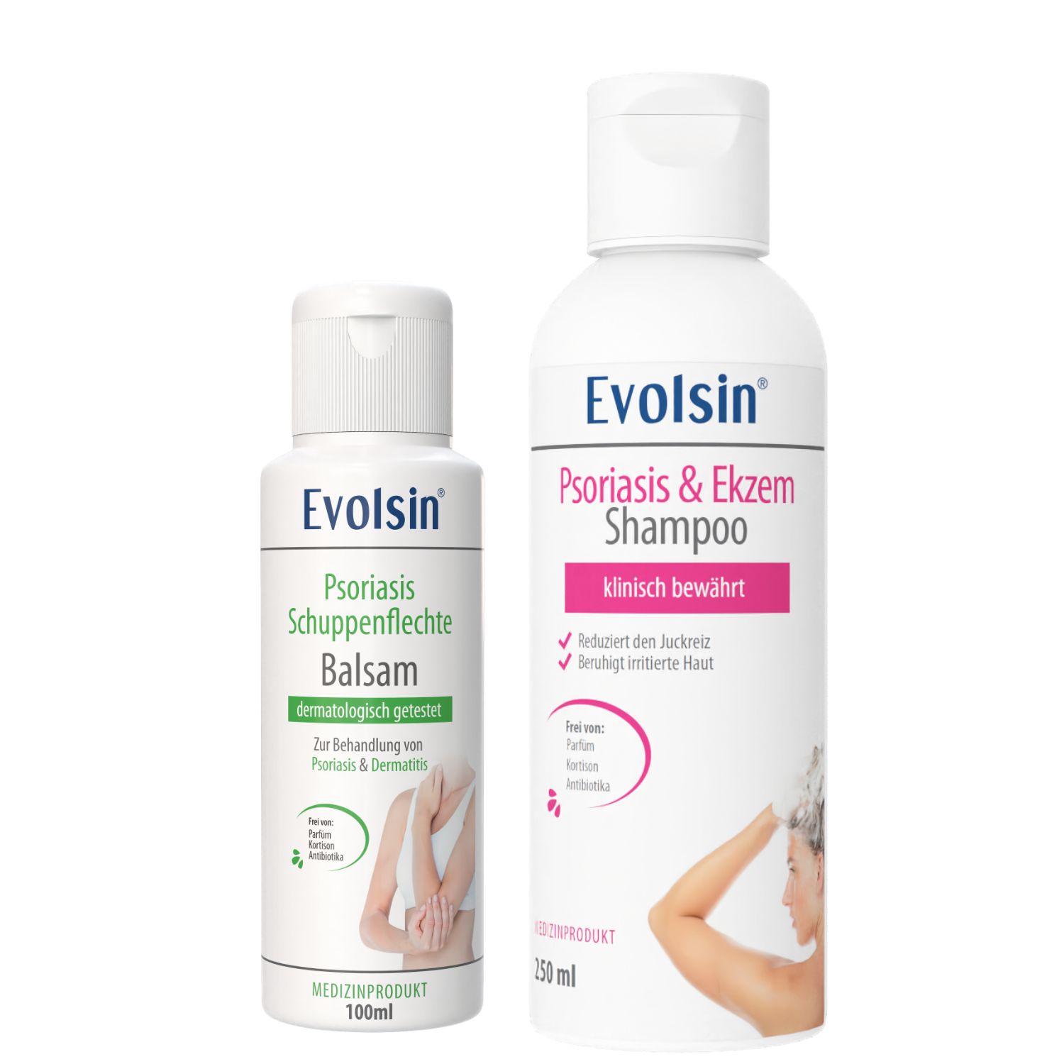 Evolsin® Psoriasis Bundle mit Balsam + Shampoo - zur Pflege von Haut und Kopfhaut 350 ml
