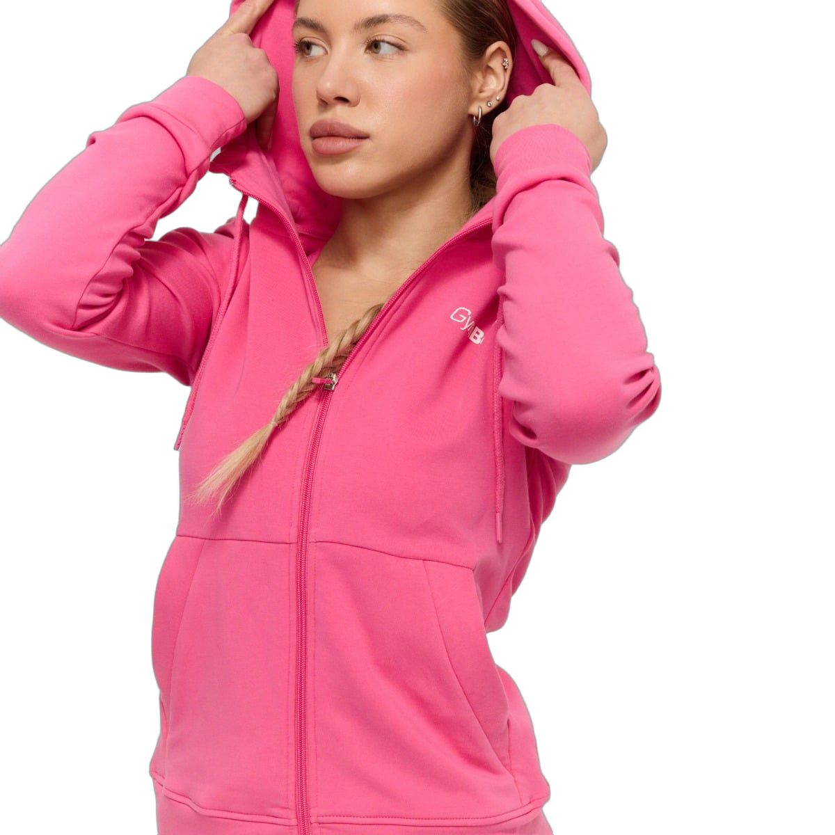 GymBeam Hoodie Damen regular mit Kapuze Reißverschluss Taschen Dragonfruit