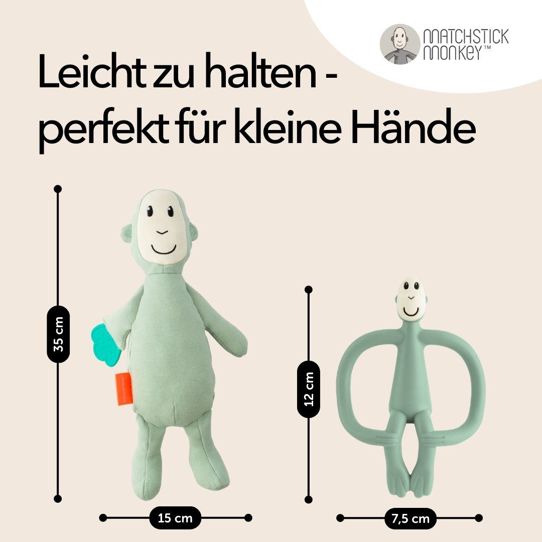 Matchstick Monkey Geschenkset – Beißring & Plüschtier mit Beißapplikation