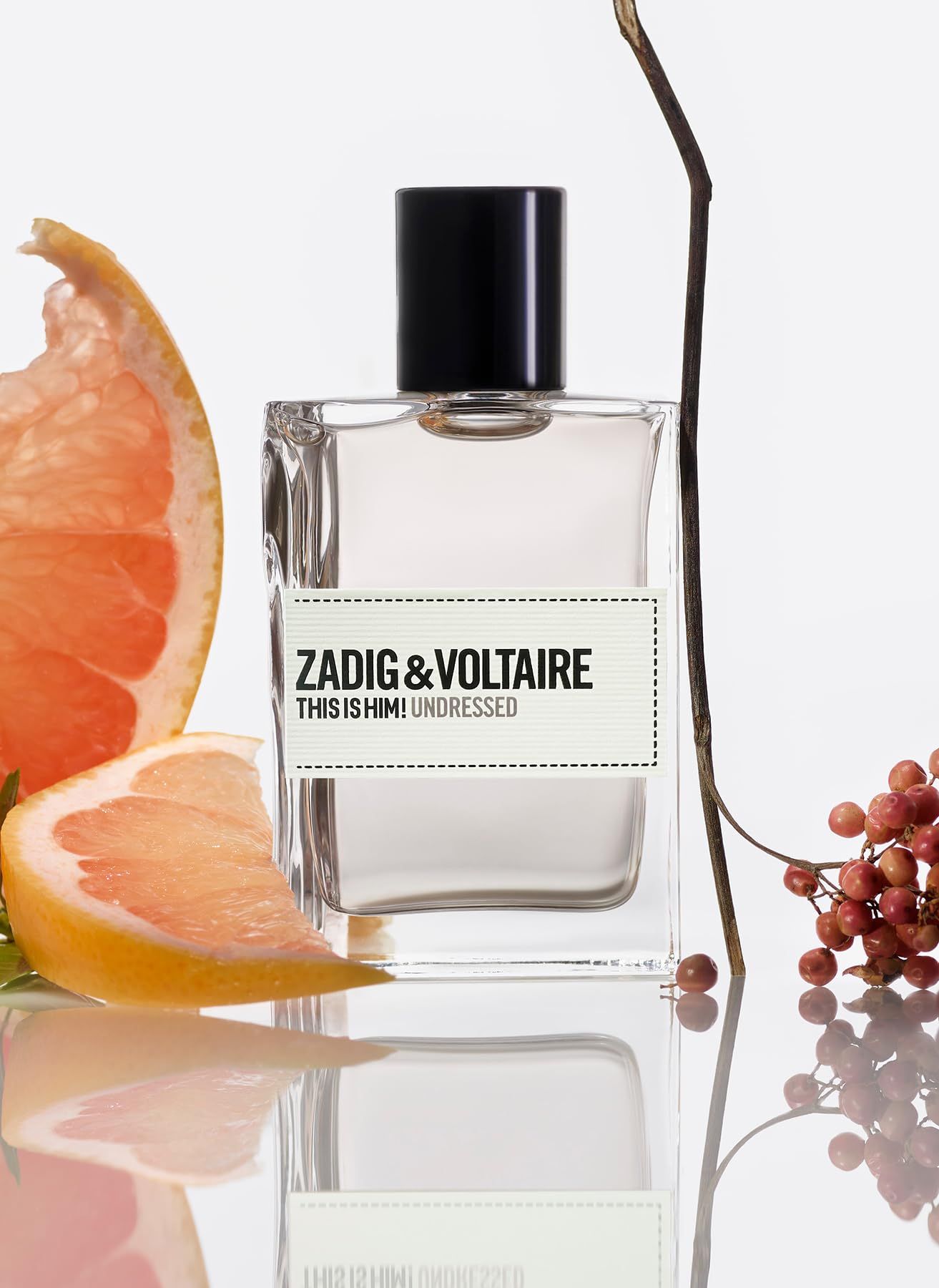 Zadig & Voltaire This is Him! Undressed EdT Nat. Spray. Flakon mit schwarzem Verschluss. Mit Grapefruit und Zweig.