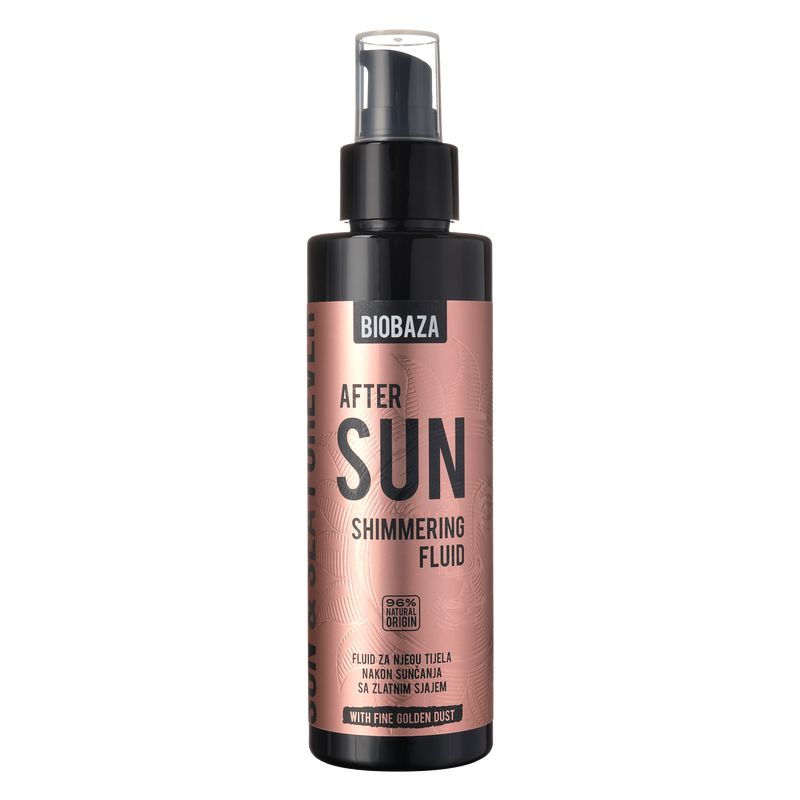 BIOBAZA After Sun Fluid mit goldenem Schimmer für die Körperpflege