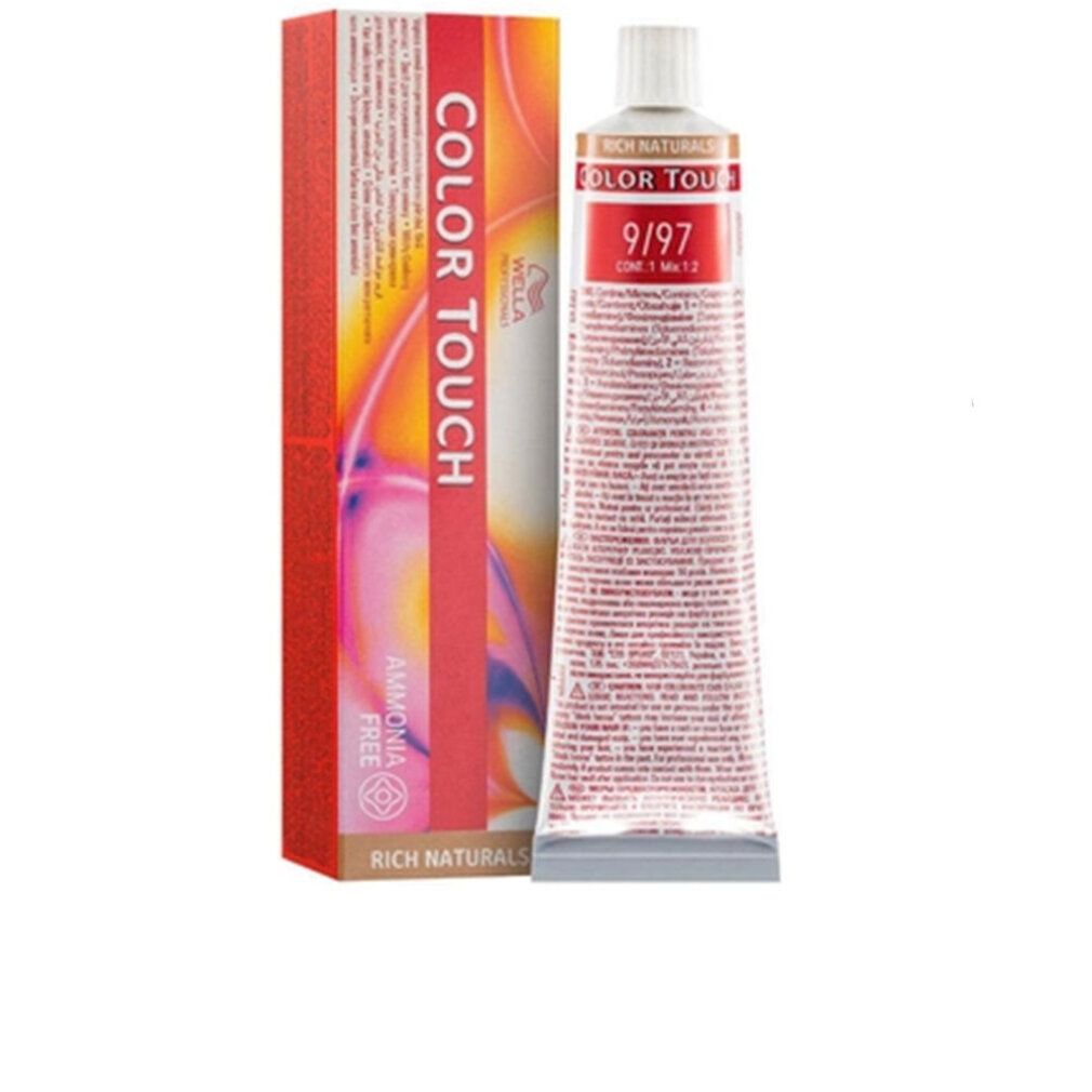 Wella Color Touch-Tube und -Verpackung. Tube mit Text: 9/97. Verpackung: Color Touch, Rich Naturals, Ammonia Free.