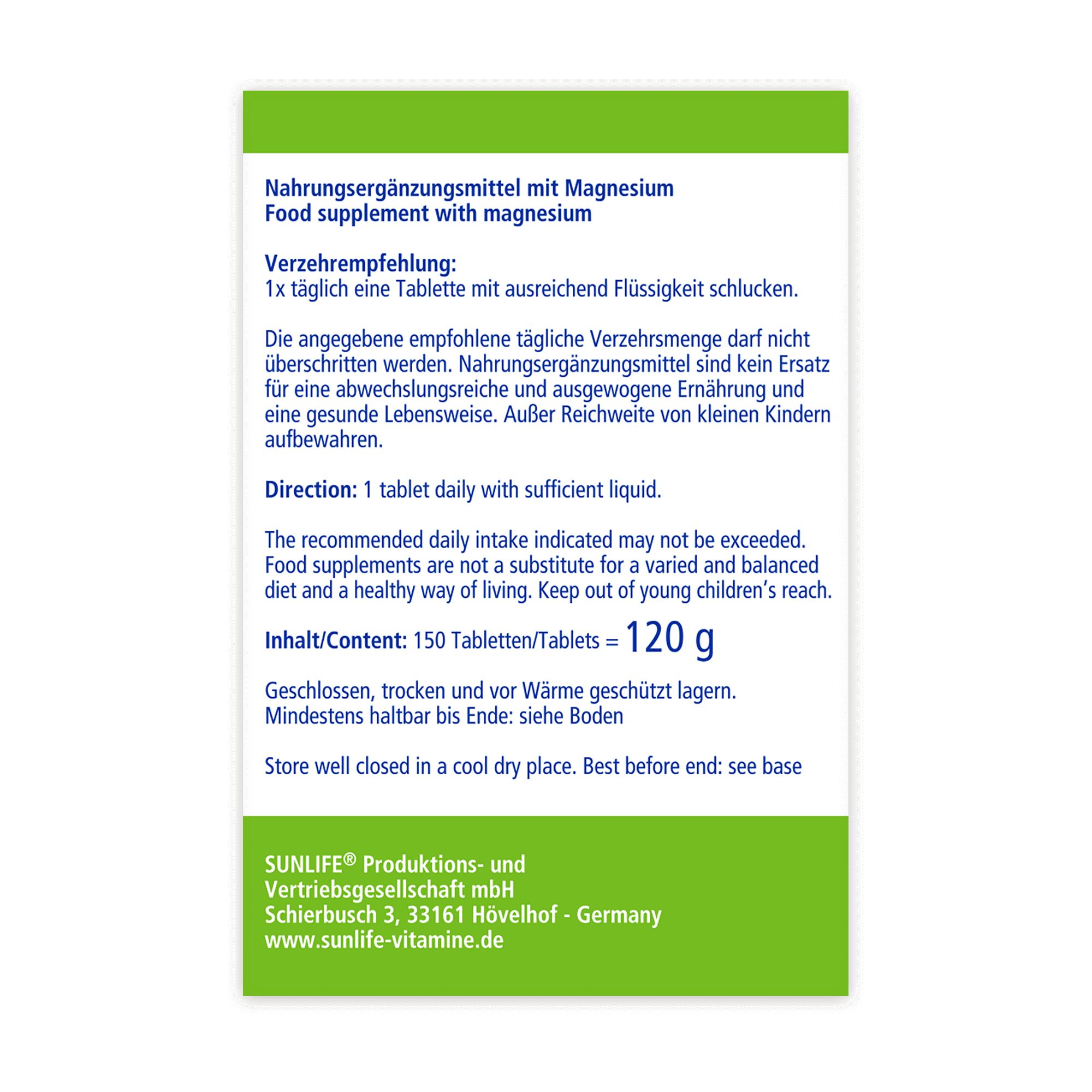 SUNLIFE® Magnesium 300 mg Tabletten