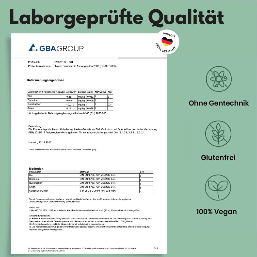 Bloom Naturals Bio Ashwagandha Kapseln